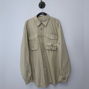 L.L. Bean Tan Insect Repellent Apparel Field Shirt Men’s Large Outdoor Gorpcore